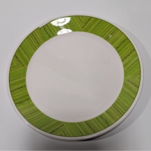 Syracuse China Syralite Plate With Green Geometric Rim - Picture 1 of 8